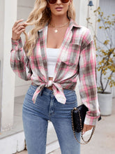 Load image into Gallery viewer, Mandy Plaid Collared Neck Long Sleeve Shirt

