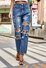 Load image into Gallery viewer, Distressed High Waist Straight Jeans
