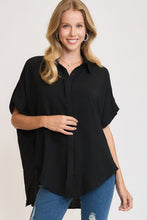 Load image into Gallery viewer, Umgee Full Size High-Low Button Up Short Sleeve Shirt
