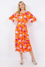 Load image into Gallery viewer, Celeste Full Size Pick-Up Hem Asymmetric Floral Midi Dress

