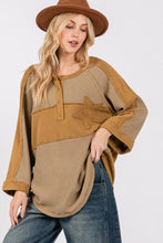 Load image into Gallery viewer, SAGE + FIG Star Applique Patch Exposed Seam Waffle Knit Top
