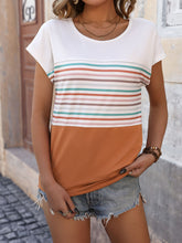 Load image into Gallery viewer, Striped Round Neck Short Sleeve T-Shirt
