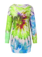 Load image into Gallery viewer, Full Size Tie-Dye Round Neck Long Sleeve Dress
