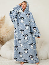 Load image into Gallery viewer, Fuzzy Pocketed Long Sleeve Hooded Lounge Dress
