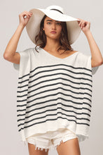 Load image into Gallery viewer, BiBi V Neck Striped Short Sleeve Top
