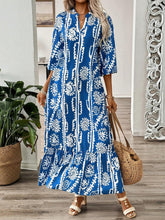 Load image into Gallery viewer, Printed Notched Half Sleeve Maxi Dress
