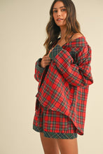 Load image into Gallery viewer, Annie Wear Contrast Plaid Long Sleeve Top and Shorts Set
