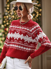 Load image into Gallery viewer, Perfee Geometric Round Neck Long Sleeve Sweater
