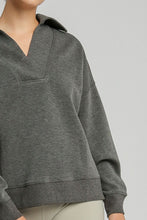 Load image into Gallery viewer, Umgee Johnny Collar Dropped Shoulder Sweatshirt
