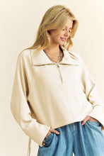 Load image into Gallery viewer, Davi &amp; Dani Drawstring Hem Half Zip Raglan Sleeve Sweatshirt
