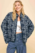 Load image into Gallery viewer, Davi &amp; Dani Vintage Print Open Front Jacket with Pockets
