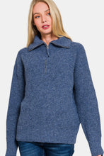 Load image into Gallery viewer, Zenana Half Zip Long Sleeve Sweater
