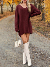 Load image into Gallery viewer, V-Neck Dropped Shoulder Sweater Dress
