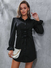 Load image into Gallery viewer, Perfee Ruched Button Up Long Sleeve Dress

