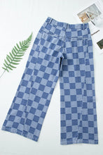 Load image into Gallery viewer, Checkered Wide Leg Jeans with Pockets
