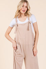 Load image into Gallery viewer, BOMBOM Knot Straps Wide Leg Ribbed Overalls with Pockets

