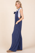 Load image into Gallery viewer, BOMBOM Knot Straps Wide Leg Ribbed Overalls with Pockets
