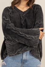 Load image into Gallery viewer, HYFVE Cable Knit V-Neck Dropped Shoulder Oversized Sweater
