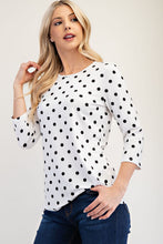 Load image into Gallery viewer, Celeste Full Size Polka Dot Round Neck Three-Quarter Sleeve T-Shirt
