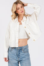 Load image into Gallery viewer, bytos Button Down Cropped Denim Jacket with Patch Pockets
