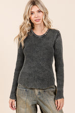 Load image into Gallery viewer, Mittoshop Mineral Wash Fitted Long Sleeve Rib Knit Top
