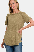 Load image into Gallery viewer, Zenana Heathered Round Neck Short Sleeve Top
