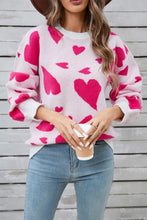 Load image into Gallery viewer, Angel Wings Heart Contrast Round Neck Long Sleeve Sweater
