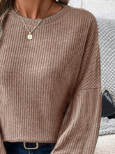 Load image into Gallery viewer, Ribbed Round Neck Lantern Sleeve T-Shirt
