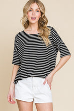 Load image into Gallery viewer, BOMBOM Striped Round Neck T-Shirt
