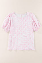 Load image into Gallery viewer, Printed Round Neck Half Flounce Sleeve Top
