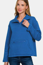 Load image into Gallery viewer, Zenana Turtleneck Half Snap Fleece Sweatshirt
