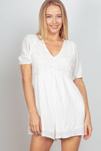 Load image into Gallery viewer, VERY J Lace Detail Puff Sleeve Romper with Pockets
