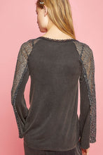 Load image into Gallery viewer, POL V-Neck Long Sleeve Lace Patch Top
