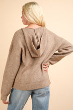 Load image into Gallery viewer, VERY J Seam Detail Drop Shoulder Hooded Sweater
