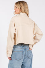 Load image into Gallery viewer, bytos Button Down Cropped Denim Jacket with Patch Pockets
