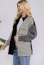 Load image into Gallery viewer, Celeste Full Size Striped Button Up Dropped Shoulder Shacket
