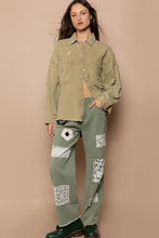Load image into Gallery viewer, POL Button Down Raw Hem Distressed Shacket
