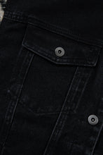 Load image into Gallery viewer, Drawstring Raw Hem Button Up Hooded Denim Jacket
