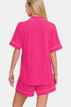 Load image into Gallery viewer, Zenana Button Down Short Sleeve Top and Shorts Lounge Set
