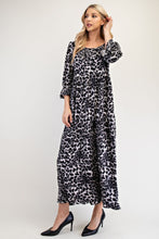 Load image into Gallery viewer, Celeste Full Size Leopard Round Neck Flounce Sleeve Dress
