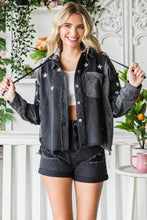 Load image into Gallery viewer, Veveret Star Embroidered Hooded Denim Jacket
