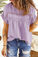 Load image into Gallery viewer, Swiss Dot Decorative Button Short Sleeve Blouse
