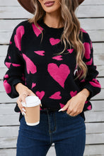 Load image into Gallery viewer, Angel Wings Heart Contrast Round Neck Long Sleeve Sweater
