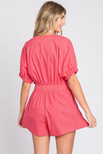 Load image into Gallery viewer, GeeGee Half Button V-Neck Linen Romper
