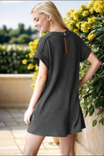 Load image into Gallery viewer, Heimish Full Size Short Sleeve Ribbed Romper with Pockets
