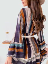 Load image into Gallery viewer, Buttoned Striped Long Sleeve Mini Dress
