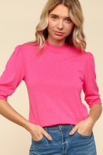 Load image into Gallery viewer, Haptics Tied Back Mock Neck Half Sleeve Knit Top
