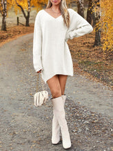 Load image into Gallery viewer, V-Neck Dropped Shoulder Sweater Dress
