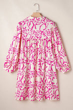 Load image into Gallery viewer, Printed Johnny Collar Long Sleeve Mini Dress
