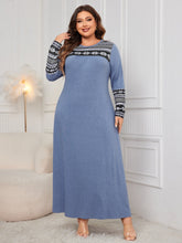 Load image into Gallery viewer, Honey Plus Size Printed Round Neck Long Sleeve Dress
